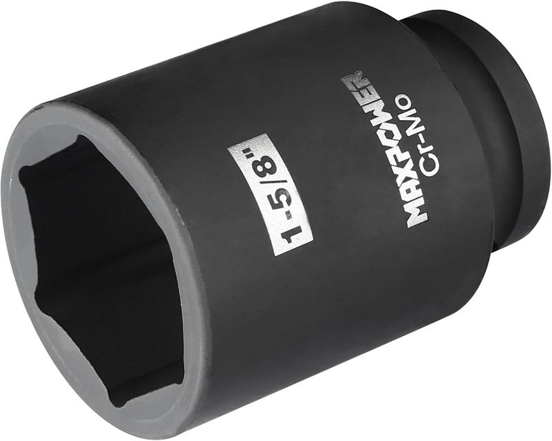 Max Power 3/4 Inch Drive 1-5/8 inch Deep Impact Socket with 6-Point Design, Made with Heat-Treated Chrome Molybdenum Steel, SAE - Image 1